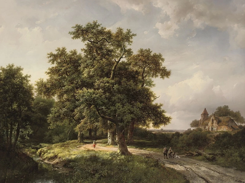 1807-Marinus Adrianus Koekkoek - Figure su un sentiero nel bosco